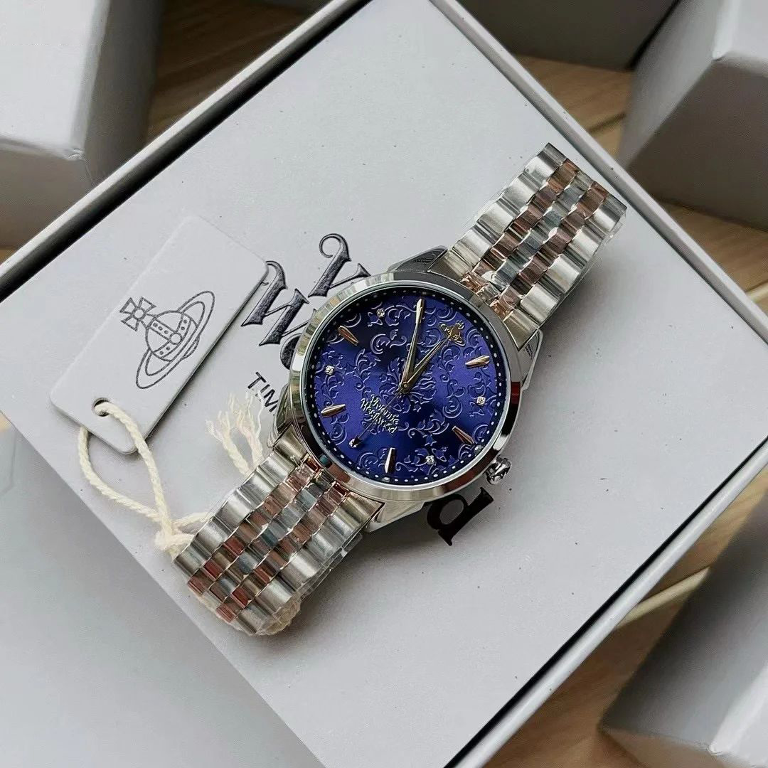Wallace Dark Blue Silver Ladies Watch 37mm VV208DBLSR