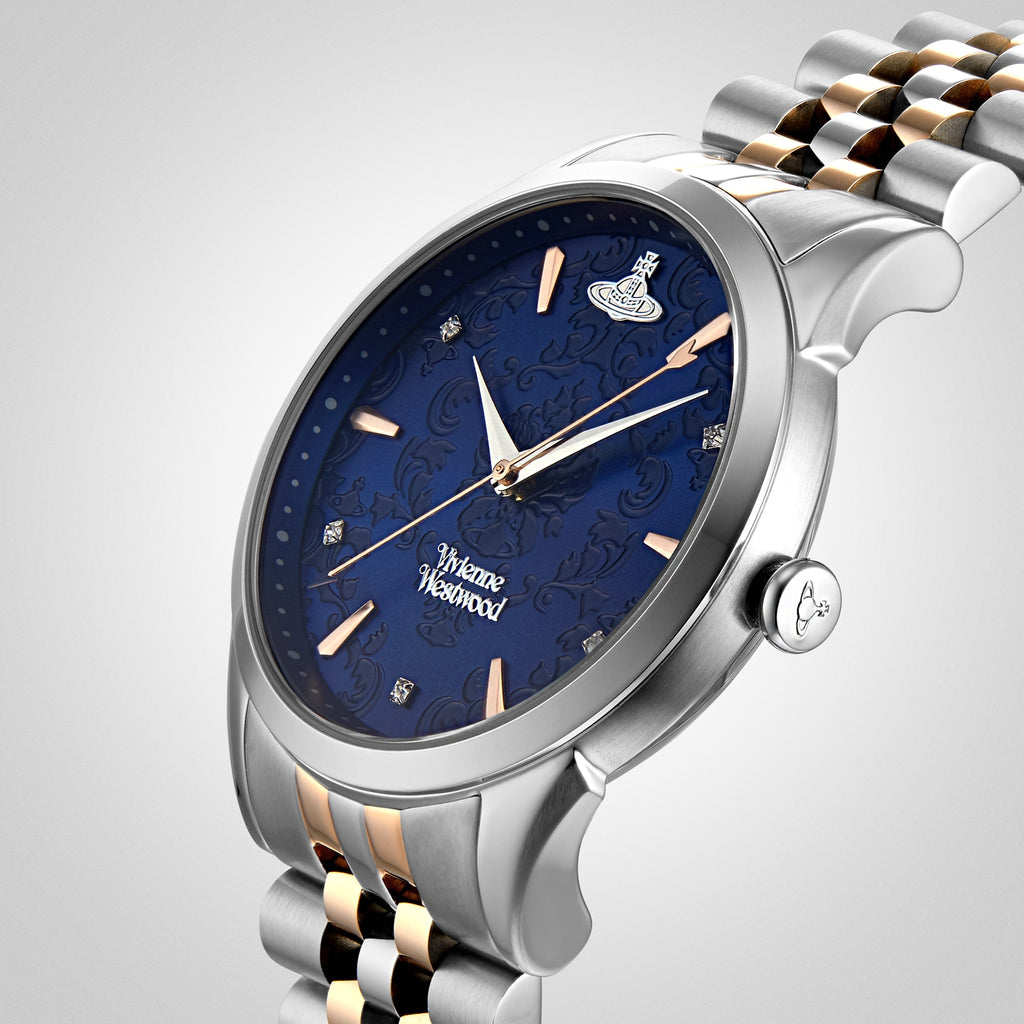 Wallace Dark Blue Silver Ladies Watch 37mm VV208DBLSR