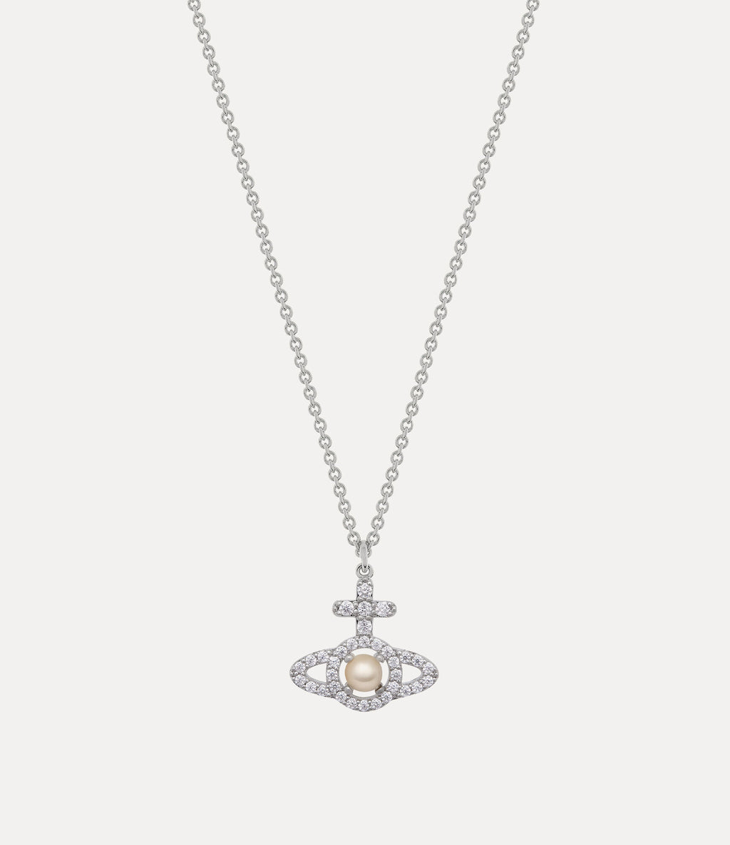 Olympia Pearl Pendant Necklace Silver White 6482WH