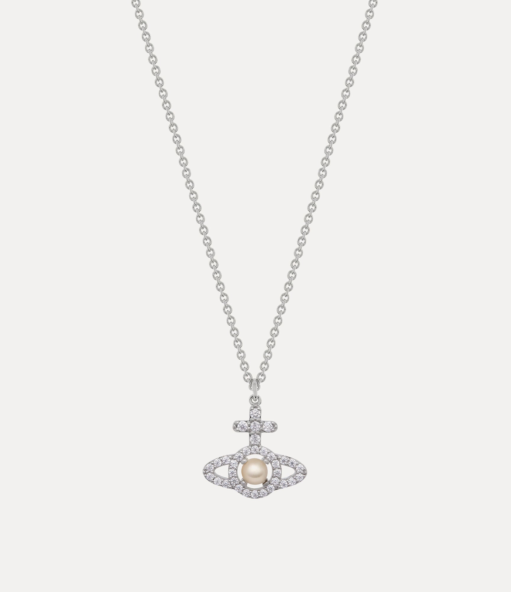 Olympia Pearl Pendant Necklace Silver White 6482WH