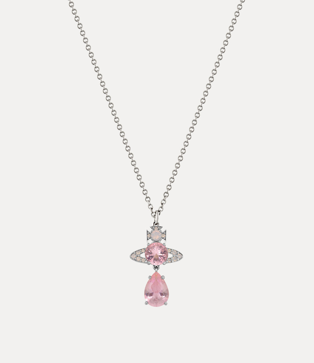 Ismene Drop Pendant Necklace Silver Pink 6481PI