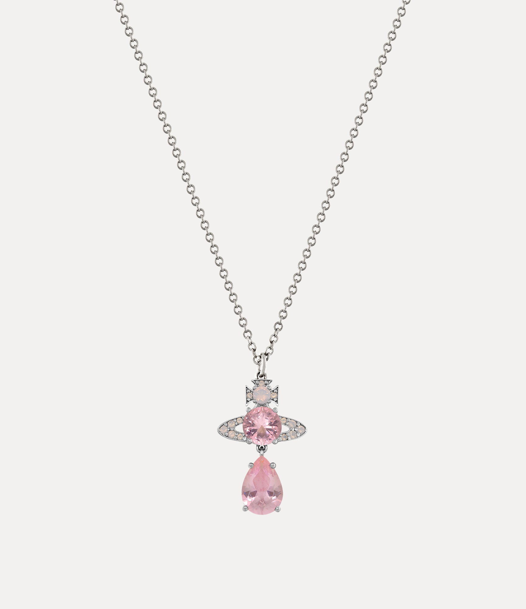 Ismene Drop Pendant Necklace Silver Pink 6481PI