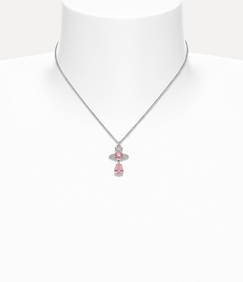 Ismene Drop Pendant Necklace Silver Pink 6481PI
