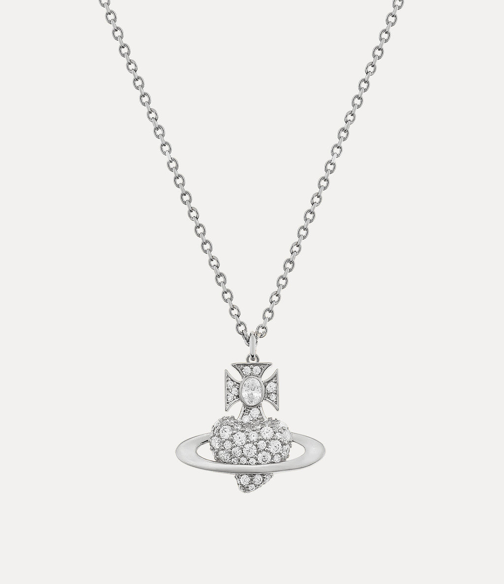 Valentine's Agnatha Bas Relief Pendant Necklace Silver 6483