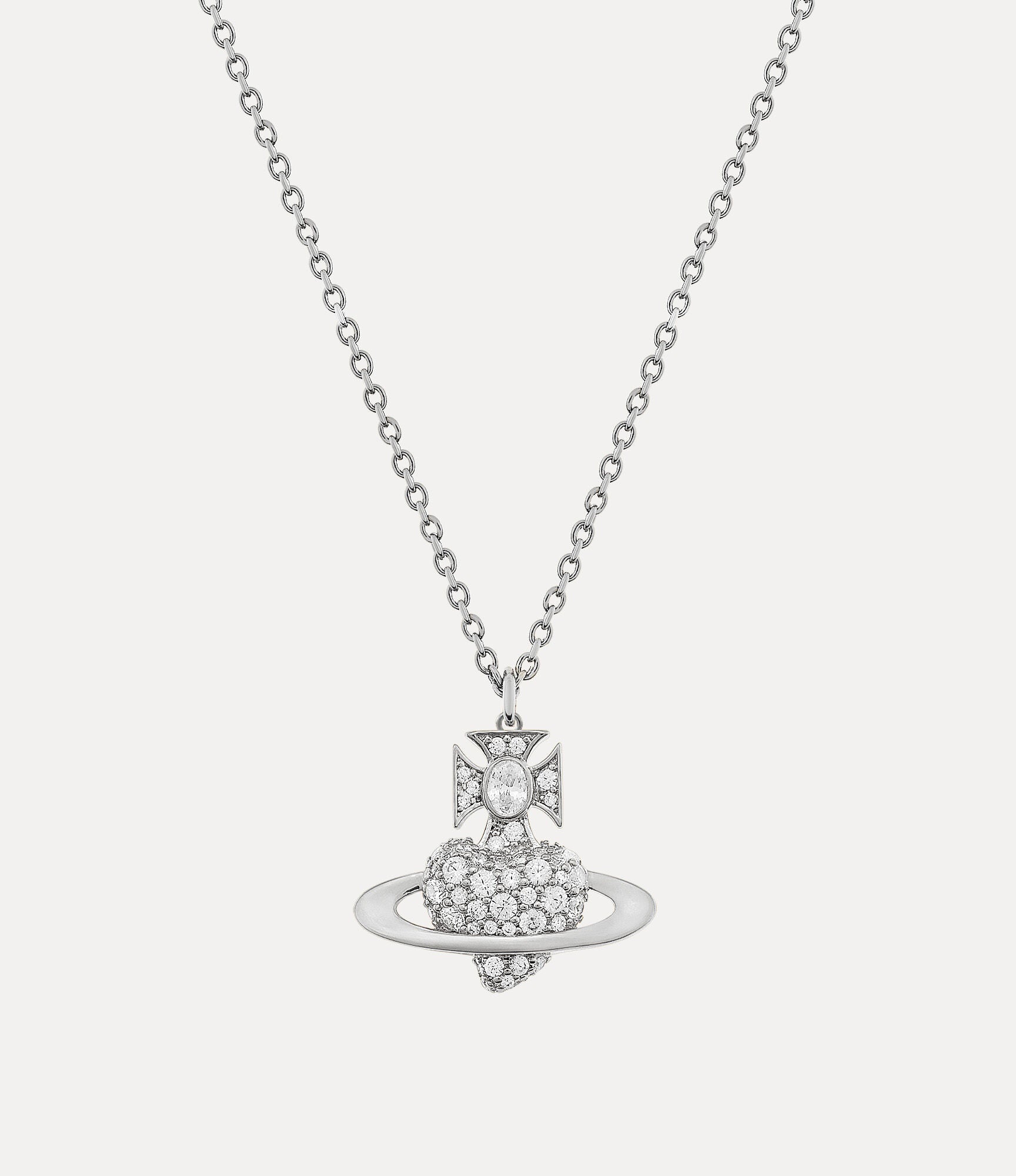 Valentine's Agnatha Bas Relief Pendant Necklace Silver 6483