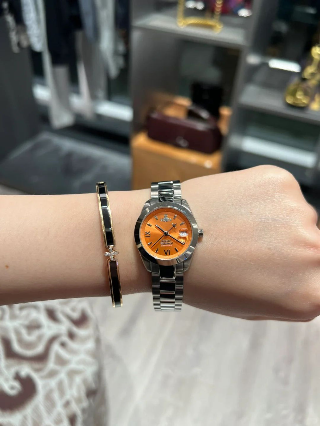 Fenchurch Orange Dial Watch 28mm VV292ORSL